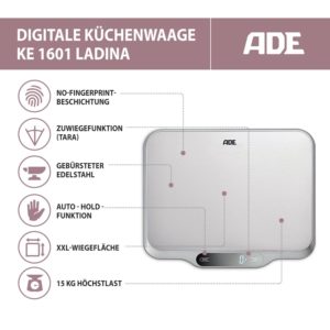 ADE Digitale Küchenwaage KE 1601 Ladina